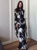 Plataz Spring Repair With Ribbon Densate Printing Irregular Design Long Dress