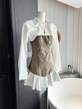 Plataz Niche Design Hottie Bumps Into Waist Lotus Leaf-Side Skirt Stitched With Bra Dress Suit Woman