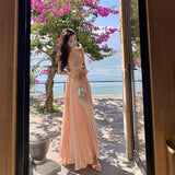 Plataz Summer New Birthday Dress Women's Seaside Resort Beach Dress High-End Feeling Hanging Neck Dress