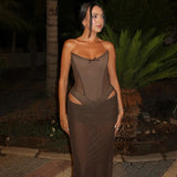 Plataz Women's Thoracic Fish Bone Top Low-Waisted Hip Dress Sexy Suit DJPT