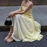 Plataz French Sexy Folding Solid-Colored Chiffon Dress In Summer 2024