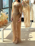 Plataz Minority Temperament Lace Mesh Embroidery Dress Woman 2025 New High-End Feel Banquet Waist Dress