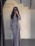 Plataz 2024 New Set Of Vertiny To Receive Waist Design Long Dress Suit Woman