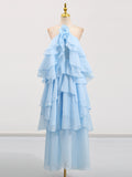 Plataz Holiday Wind Beach Beach Sling Skirt 2025 Summer New Hanging Neck Sleeveless Leaves Side Solid Dress