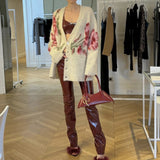 Plataz Rose Loose Knitted Woolen Cardigan Warm Coat 24 Autumn And Winter New