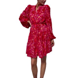 Plataz V-Neck Print Lantern Sleeve Chiffon High-Waisted Dress In Autumn 2024