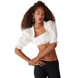 Plataz Women's New Casual Ultra-Short Top Decoration Wood Ear Sexy Umbilled Shirt