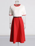 Plataz Elegant Wind 2025 Summer New Heavy Industry Embroidery Beads Design Fake Two Waist Dress Dress Dress