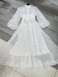 Plataz Early Spring Luxury Diamond Collar Lantern Sleeve Single Buckle Temperament Dress Dress Dress