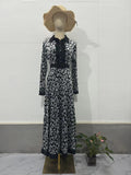 Plataz Autumn Temperament Elegant Wind To Close The Waist Print Fashionable Thin Dress Dress