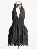 Plataz Women's Fashion Dress 2025 Spring New Women's Dress V Hanging Neck Sexy Embroidery Short Dresses