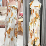 Plataz New Morning Robe Holiday Wind Lotus Leaf Side Hanging Floral Dress Bra