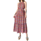 Plataz Women's Summer Hanging Sleeveless High-Waisted Body With Temperament Fashion Floral Dress
