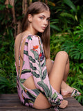 Plataz Clustered Swimsuit Women's Print Bikini Long-Sleeved Swimsuit Hot Lady Swimsuit DJPT