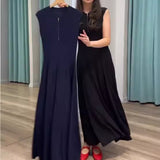 Plataz New 2024 Light Wind Style Waist Temperament Retro Comfortable Sleeveless Long Skirt