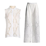 Plataz Literary And Art Casual Style Suit 2025 Spring New Collar Embroidered Sleeveless Shirt Trousers Two Sets Of Women