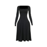 Plataz Autumn 2025 New Fashion Style Sexy Temperament Collared Fork Long-Sleeved Dress Woman DJPT