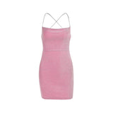 Plataz Autumn 2025 New Style Temperament Sexy Shiny Back Tied With Mini Dress Woman DJPT