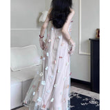Plataz Beauty Three-Dimensional Flower Mesh Dress 2025 New Teen Temperament Sling Dress