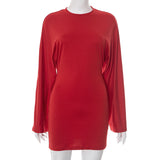 Plataz Women's Summer New Solid Color Repair Sexy Long Sleeve Packed Husca Dress Woman DJPT