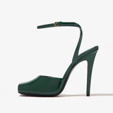 Plataz Square Head Small Fish Mouth With Thin High Heel Show Patent Sandals Large Size Stumbling Women's Shoes High Quality Shoes