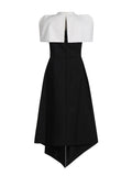 Plataz Famous And Famous Dress Dress 2025 Spring New Black And White Bumpy Removable Cloak Open-Fork Solid Color Dress
