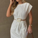 Plataz Retro Minimalist And Elegant Collar Solid Dress In Autumn 2024