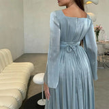 Plataz 2024 Fang Collar Light Dress Slim Light Luxury Sexy Long Dress