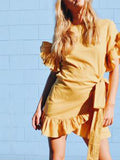 Plataz Trend Style Dress 2025 Spring New Petal Sleeves With Irregular Short Skirts