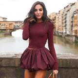 Plataz Women's Tight-Nung Twinning Top Floral Half Dress Elegant Suit DJPT