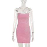 Plataz Autumn 2025 New Style Temperament Sexy Shiny Back Tied With Mini Dress Woman DJPT