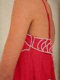 Plataz Sensense Fish-Shaped Three-Dimensional Embroidery Chest Pressure Folded Red Sling Dress 2024 Spring And Summer New
