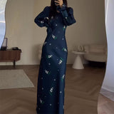 Plataz Comfortable And Stylish Printed Horn Sleeves With Long-Sleeved Dress