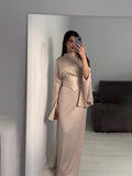 Plataz 2024 New Court Feng Sleeve Dress With Half-High Collar Long-Sleeved Dress