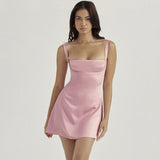 Plataz Women's Drees Sexy Spice Girls Suspension Dress Cindy Cinques Empty Back Short Dress French Dress DJPT