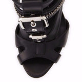 Plataz New Women's Sandals High Heel Metal Buckle Zipper Punk Fish Mouth Fine With The Original List High Quality Shoes