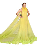 Plataz neck large open-back dress tulle robe maternity dress prom dress bride morning robe private HZ1007