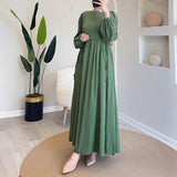 Plataz Women's Autumn 2024 Muslim Round Lantern Sleeve Elegant And Comfortable Dress