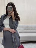 Plataz And Casual Long-Sleeved Shirt Tight Waist Dress Two Sets Of Women's New Summer 2024 Summer New Thin Set