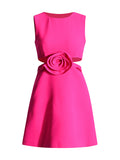 Plataz Small Sexy A-Dress 2025 New Round-Neck Sleeveless Design Lumbar Three-Dimensional Flowers Short Dress Dress Woman