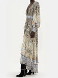 Plataz Autumn Niche Brand Middle East Dubai Famous Sexy V-Neck Personality Leopard Print Flowing Dress