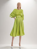 Plataz French Style Dress 2025 Summer New Round Collar Collar With Shoulder Sleeve Texture Waist Dress Dress Dress Woman