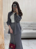 Plataz And Casual Long-Sleeved Shirt Tight Waist Dress Two Sets Of Women's New Summer 2024 Summer New Thin Set