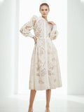 Plataz Elegant Temperament Style Dress 2025 Spring New Heavy Industry Embroidered Lantern Sleeve With Dress Dress Woman