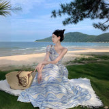 Plataz Tourism To Take Pictures Of Oblique Shoulder Dress Niche Design Temperament Waist Skirt Sanya Resort Beach Dress