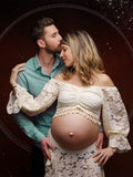 Plataz Under The Fork Pregnant Woman Photo Skirt Photo Dress Drag On The Ground Sub-Body Set 1252 Maternity
