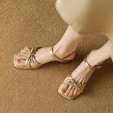 Plataz Large-Size Shoes Side-On-Heeled Sandals Women Summer New Bow Buckle Buckle High Quality Shoes
