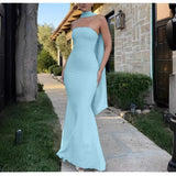Plataz Women's New Body-Body-Bendered Ass Fishtail Dress Solid Dress Skirt Shawl HZ0628