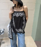 Plataz New Flat Print Bump Color Beaded Sling Sling T-Shirt Holiday Bohemian Style Design Top