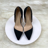Plataz Black Velvet High Heel Shoes 12CM Tip Finger Fine And Shallow Professional Women's Shoes High Quality Shoes